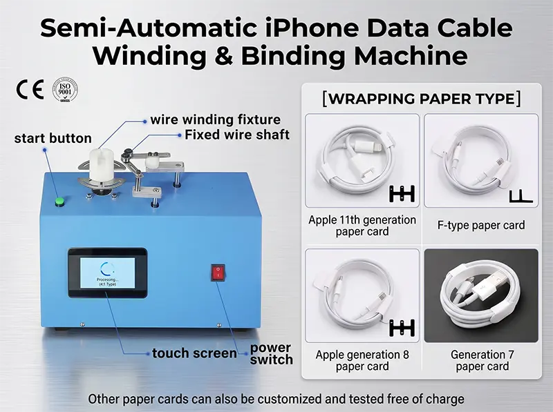 Semi-automatisk vikle- og bindemaskine til iPhone-datakabler – WPM-K287