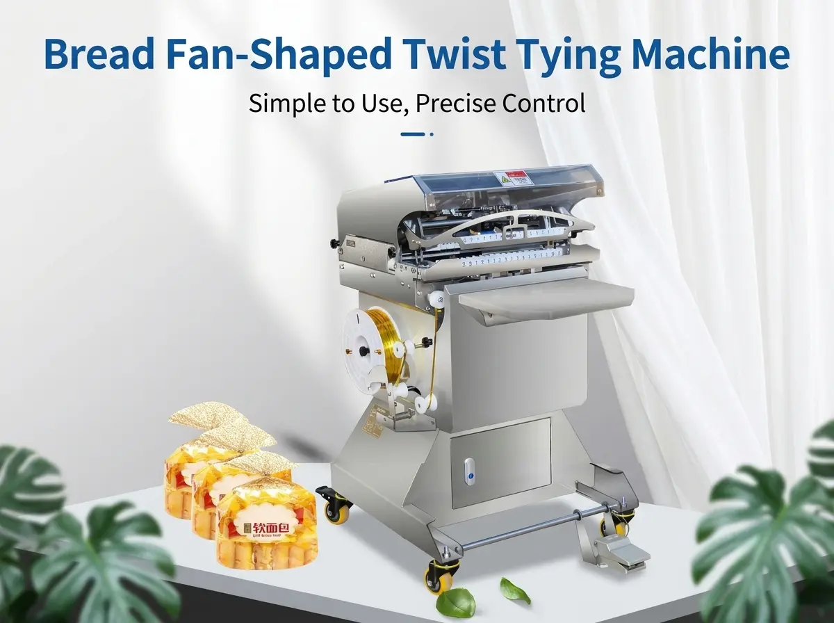 Pneumatisk vifteformet brød- og snackposebindingsmaskine JW-300