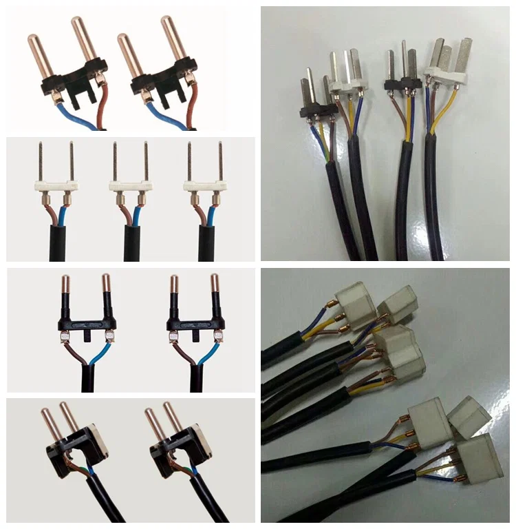 Fuldautomatisk amerikansk strømledningsfremstillingsmaskine, EU-stik, strømkabelfremstillingsmaskine, strømkabelskærings- og stripping-krimpmaskine 